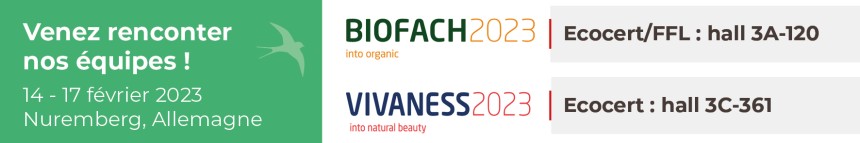 Ecocert participe une nouvelle fois à BIOFACH &amp; VIVANESS 2023